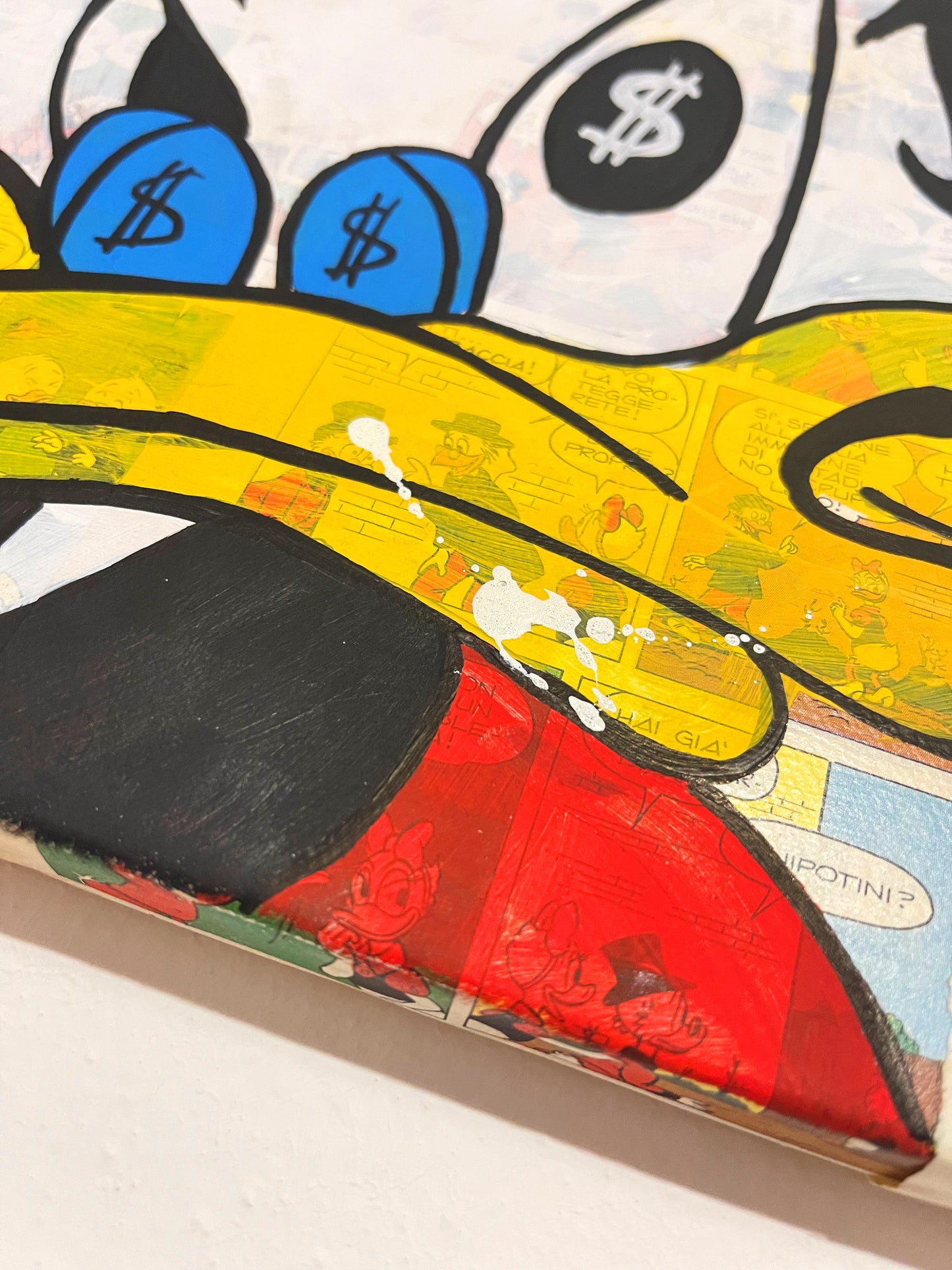 Dipinto Scrooge McDuck Occhio Dollaro Fumetto Pop Art