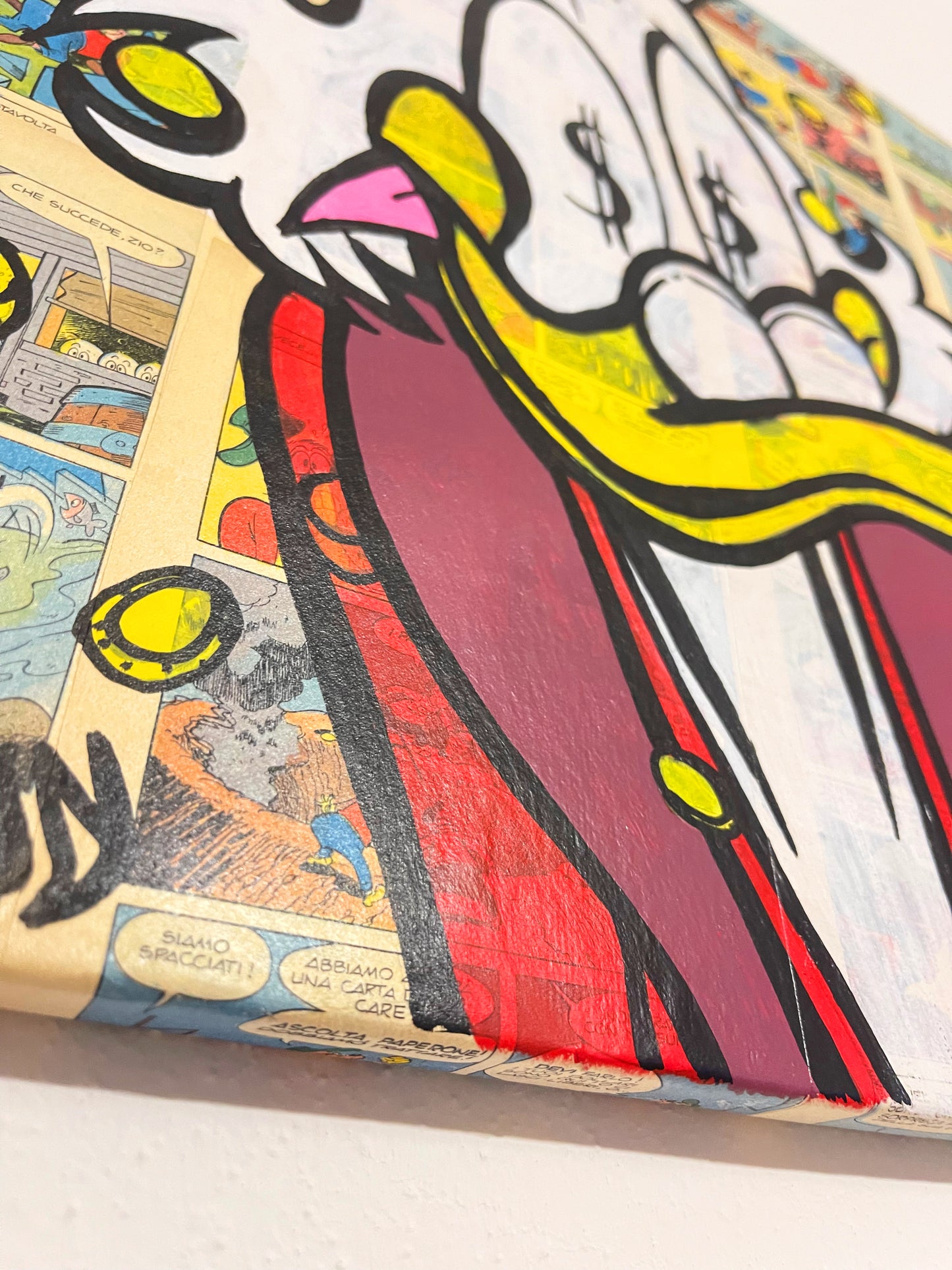 Dipinto Scrooge McDuck Monete Fumetto Pop Art