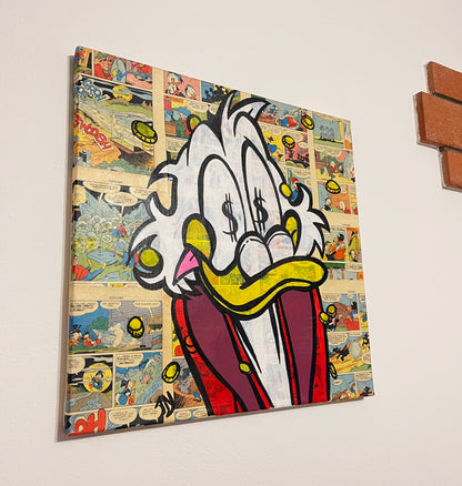 Dipinto Scrooge McDuck Monete Fumetto Pop Art