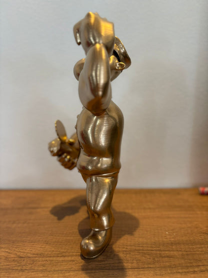 Popeye Statua 3D Oro con Barattolo Spinaci