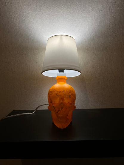 Lampada Teschio Crystal Head Arancione Fluo Effetto Marmo