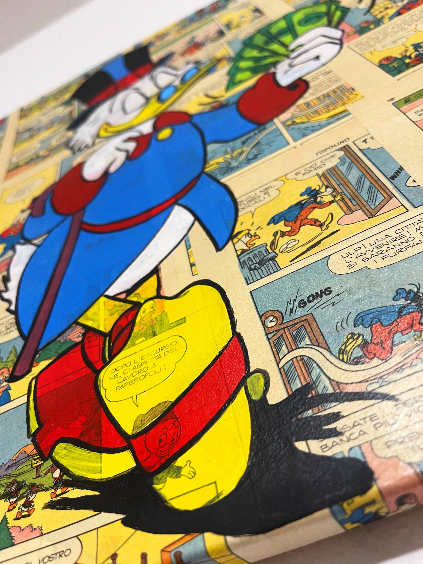 Dipinto Scrooge McDuck Dollari Fumetto Pop Art