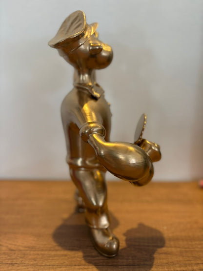 Popeye Statua 3D Oro con Barattolo Spinaci