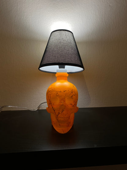 Lampada Teschio Crystal Head Arancione Fluo Effetto Marmo