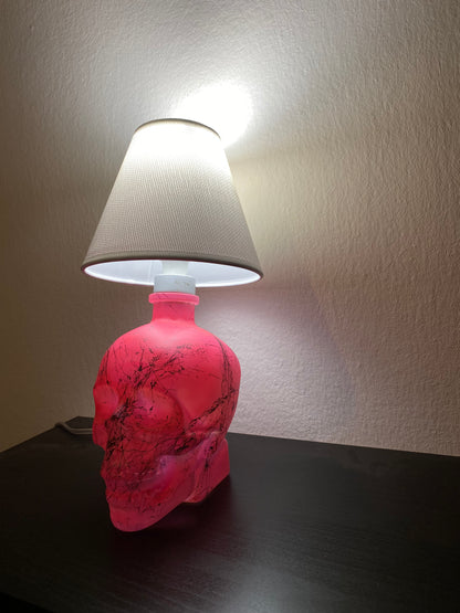 Lampada Teschio Crystal Head Rosa Fluo Effetto Marmo