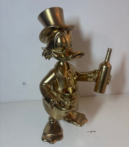 Scrooge Mc Duck Statua 3D con Calice di Vino e Bottiglia