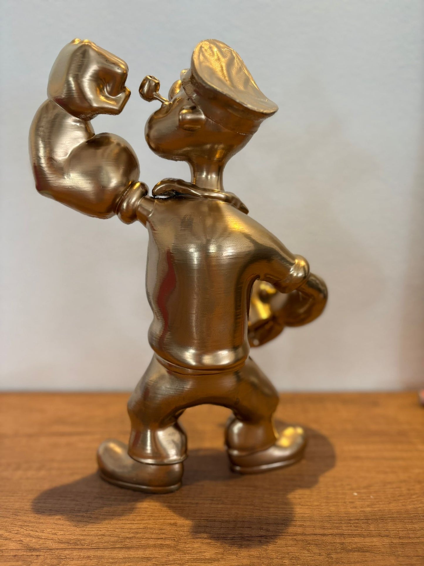 Popeye Statua 3D Oro con Barattolo Spinaci