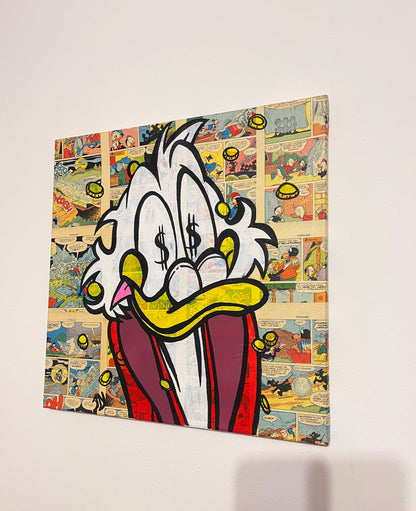 Dipinto Scrooge McDuck Monete Fumetto Pop Art