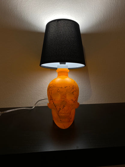 Lampada Teschio Crystal Head Arancione Fluo Effetto Marmo