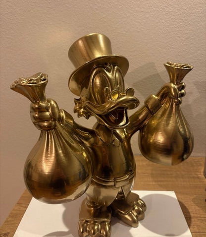 Scrooge Mc Duck Statua 3D Oro con Soldi e Bottino