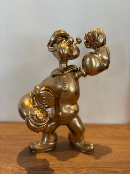 Popeye Statua 3D Oro con Barattolo Spinaci