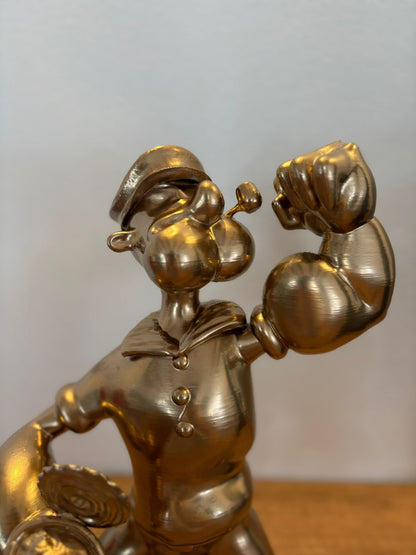 Popeye Statua 3D Oro con Barattolo Spinaci