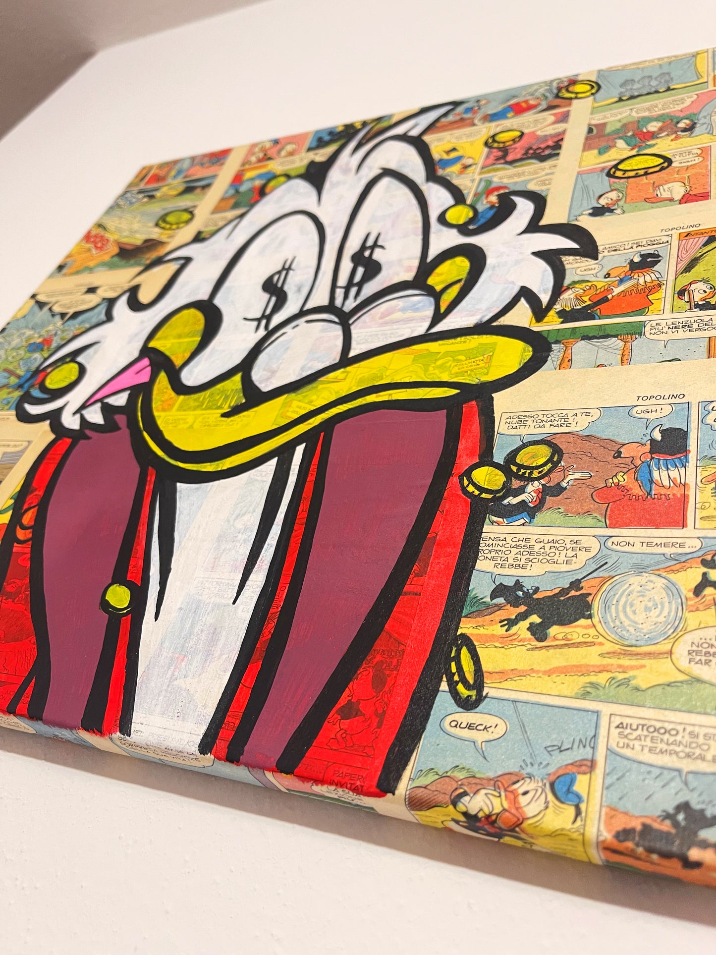 Dipinto Scrooge McDuck Monete Fumetto Pop Art