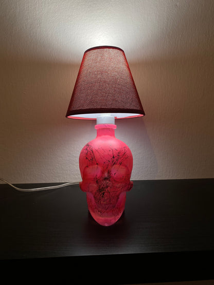 Lampada Teschio Crystal Head Rosa Fluo Effetto Marmo