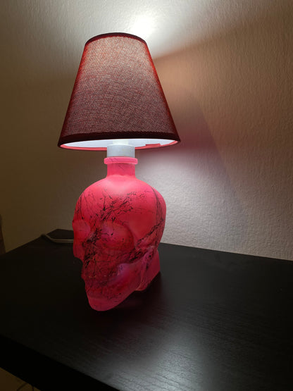 Lampada Teschio Crystal Head Rosa Fluo Effetto Marmo