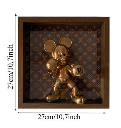 Mickey Mouse Boxer x LV Gold-Gemälde