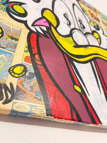 Dipinto Scrooge McDuck Monete Fumetto Pop Art