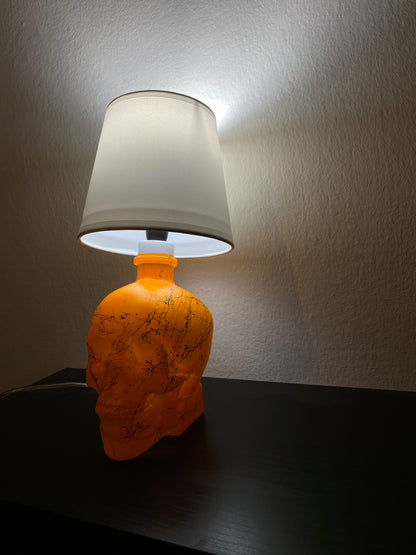 Lampada Teschio Crystal Head Arancione Fluo Effetto Marmo