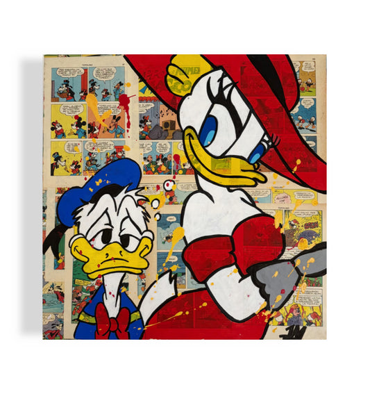 Dipinto Paperino e Paperina Sexy Fumetto Pop Art