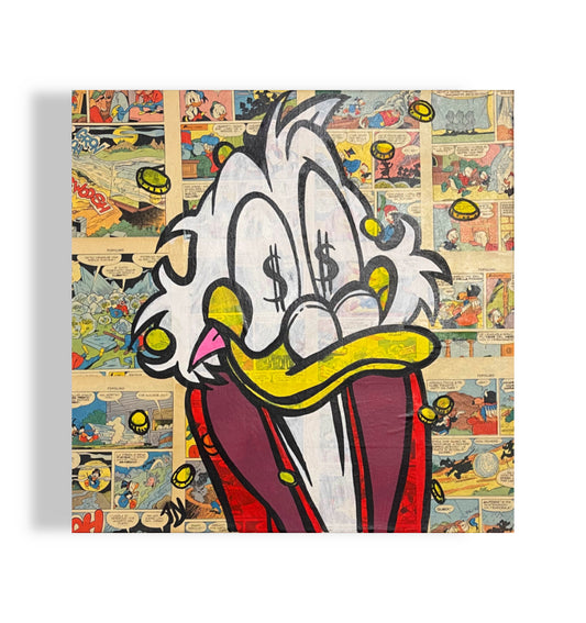 Dipinto Scrooge McDuck Monete Fumetto Pop Art