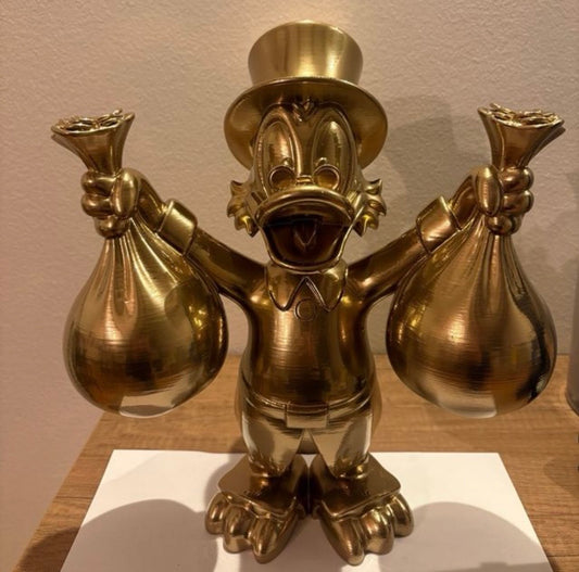 Scrooge Mc Duck Statua 3D Oro con Soldi e Bottino