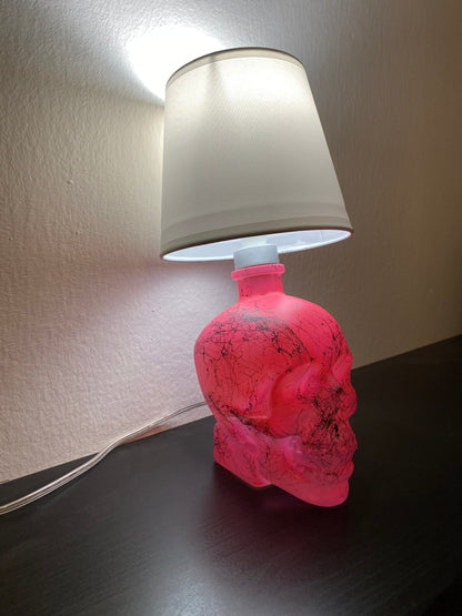 Lampada Teschio Crystal Head Rosa Fluo Effetto Marmo