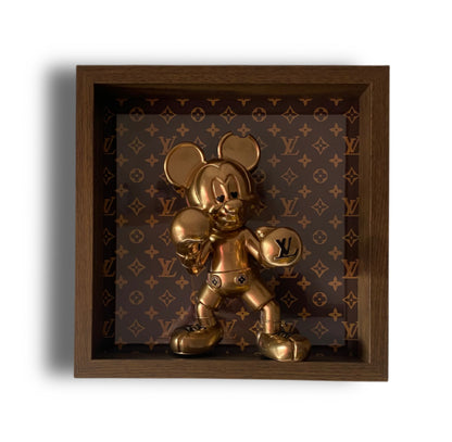 Mickey Mouse Boxer x LV Gold-Gemälde
