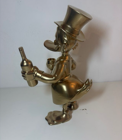 Scrooge Mc Duck Statua 3D con Calice di Vino e Bottiglia