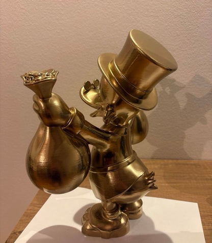 Scrooge Mc Duck Statua 3D Oro con Soldi e Bottino