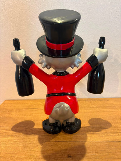 Statua Scrooge con Bottiglie Dom Perignon Dorate