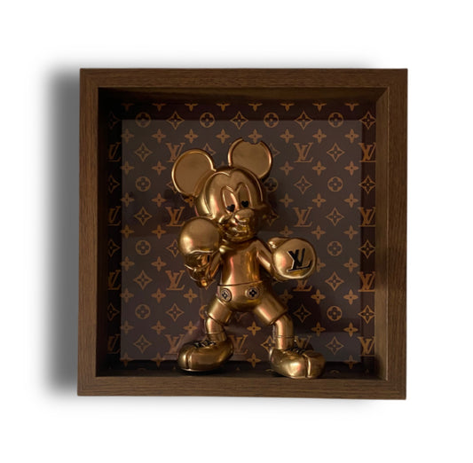 Mickey Mouse Boxer x LV Gold-Gemälde